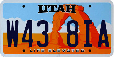 UT license plate W438IA
