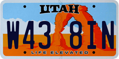UT license plate W438IN