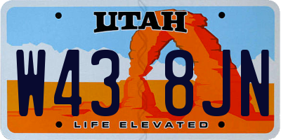 UT license plate W438JN