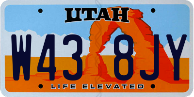 UT license plate W438JY