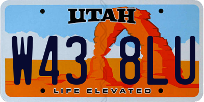 UT license plate W438LU