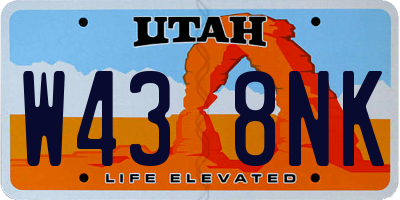 UT license plate W438NK