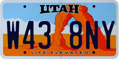 UT license plate W438NY
