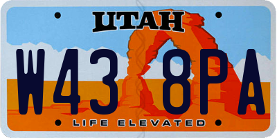 UT license plate W438PA