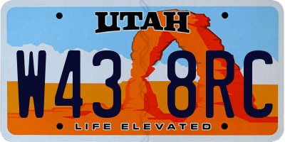 UT license plate W438RC