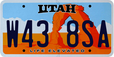 UT license plate W438SA