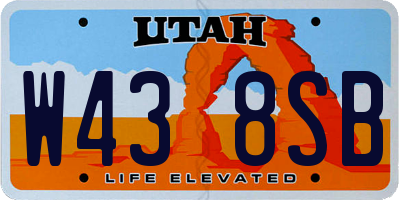 UT license plate W438SB