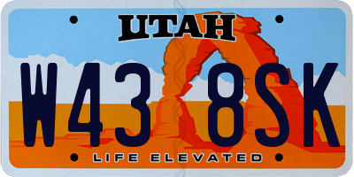 UT license plate W438SK