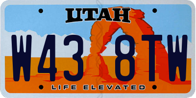 UT license plate W438TW
