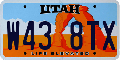UT license plate W438TX