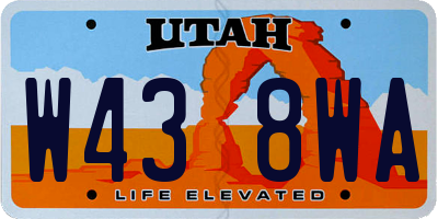 UT license plate W438WA