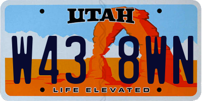 UT license plate W438WN
