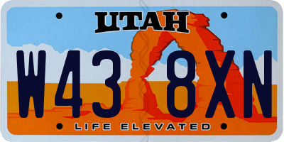 UT license plate W438XN