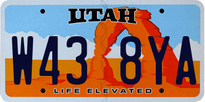 UT license plate W438YA