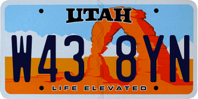 UT license plate W438YN