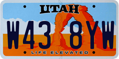 UT license plate W438YW