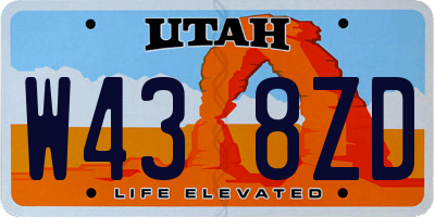 UT license plate W438ZD