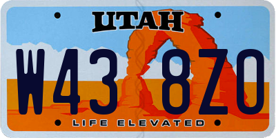 UT license plate W438ZO