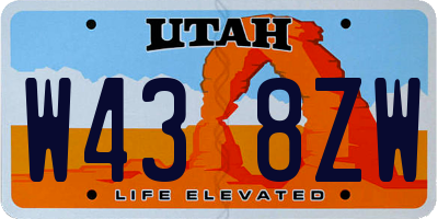 UT license plate W438ZW