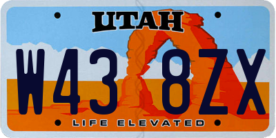 UT license plate W438ZX