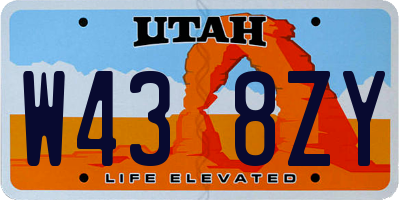 UT license plate W438ZY