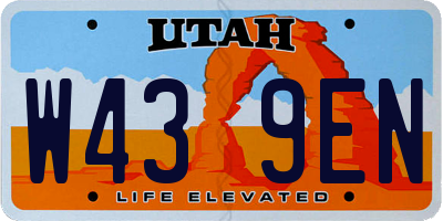 UT license plate W439EN