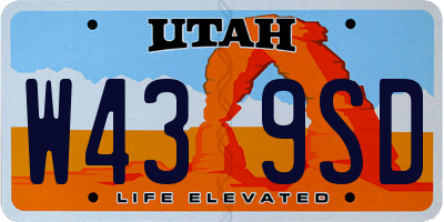 UT license plate W439SD