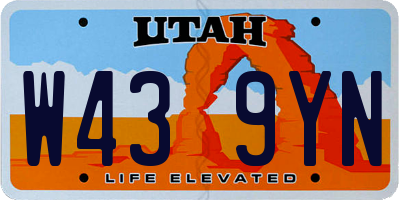 UT license plate W439YN