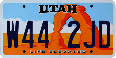 UT license plate W442JD