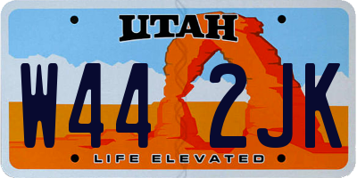 UT license plate W442JK
