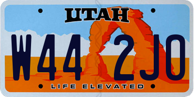 UT license plate W442JO