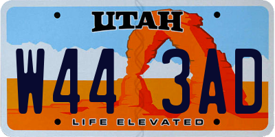 UT license plate W443AD