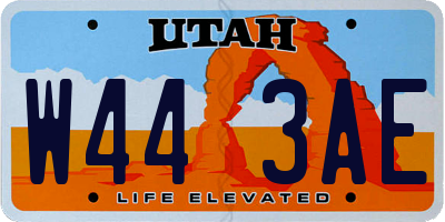 UT license plate W443AE