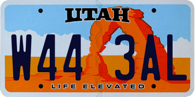 UT license plate W443AL