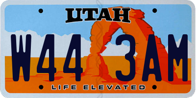 UT license plate W443AM