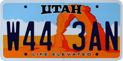UT license plate W443AN