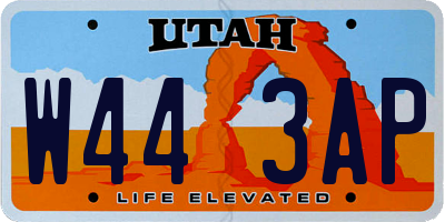 UT license plate W443AP