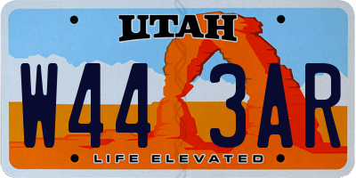 UT license plate W443AR