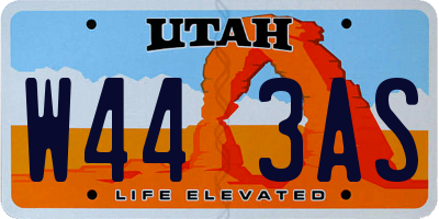 UT license plate W443AS