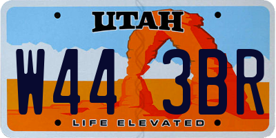 UT license plate W443BR