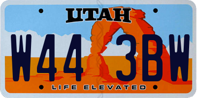 UT license plate W443BW
