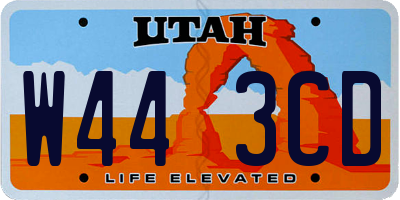 UT license plate W443CD