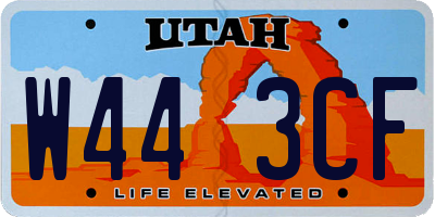 UT license plate W443CF