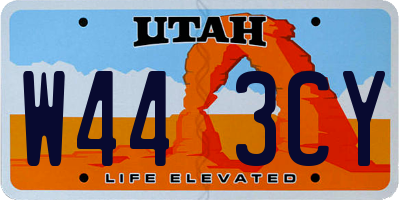 UT license plate W443CY