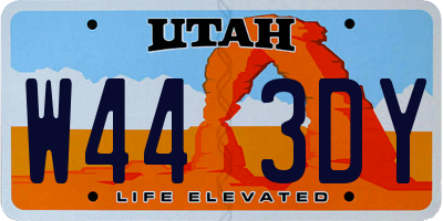 UT license plate W443DY