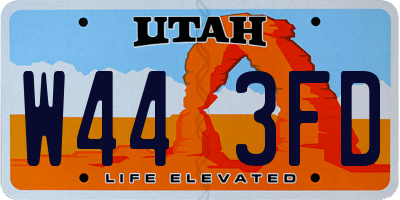UT license plate W443FD