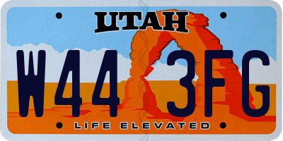 UT license plate W443FG