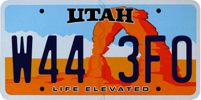 UT license plate W443FO