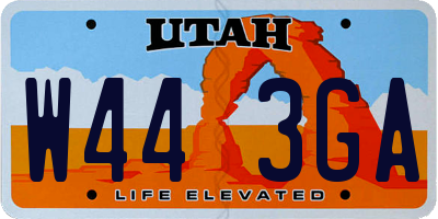 UT license plate W443GA