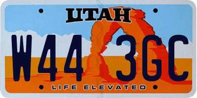 UT license plate W443GC